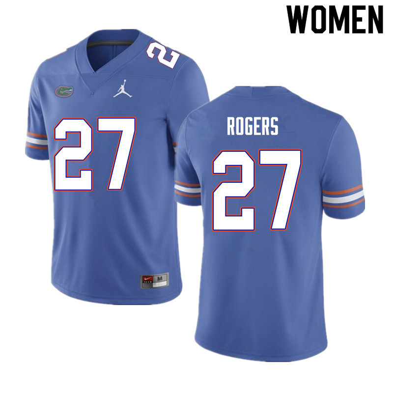 Women #27 Jahari Rogers Florida Gators College Football Jerseys Sale-Blue